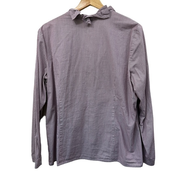 Talbots Red and White Pinstripe Ruffle Long Sleeve Blouse, XL - Picture 7 of 8